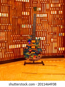 Hollywood, Florida. June 28, 2021. Colorful Giant Guitar At Seminole Hard Rock Hotel And Casino (11)