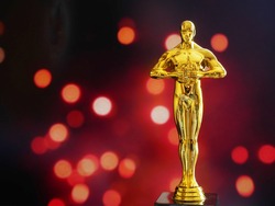Hollywood Golden Oscar Academy Award Statue. Success And Victory Concept.