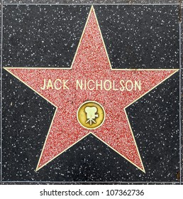 HOLLYWOOD - JUNE 26: Jack Nicholson's star on Hollywood Walk of Fame on June 26, 2012 in Hollywood, California. This star is located on Hollywood Blvd. and is one of 2400 celebrity stars.