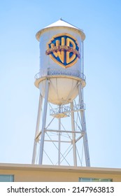 HOLLYWOOD, LOS ANGELES, CALIFORNIA - Oct 2018: Water Tower In Universal Studios With The Warner Brothers Logo On The Side