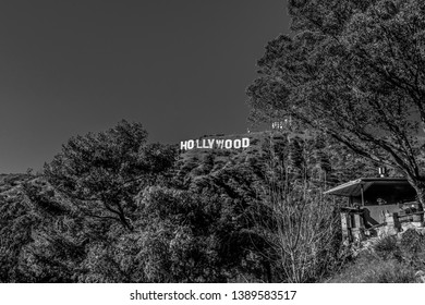 Hollywood sign in the hills of Hollywood - CALIFORNIA, UNITED STATES - MARCH 18, 2019