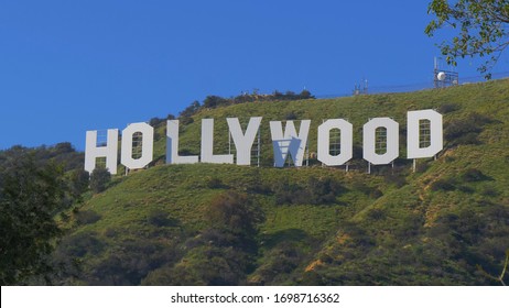 Hollywood sign in the hills of Hollywood - LOS ANGELES, USA - MARCH 18, 2019