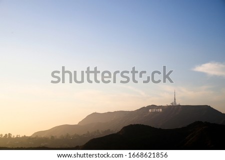 Hollywood sign of the Los Angeles. 