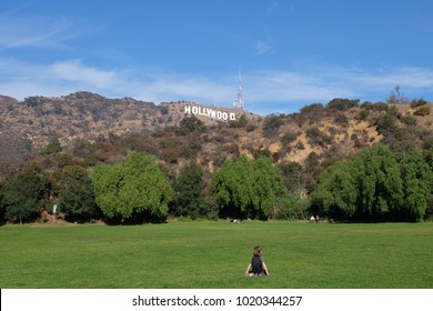 hollywood sign at los angeles with blue sky and sun shine - Shutterstock ID 1020344257