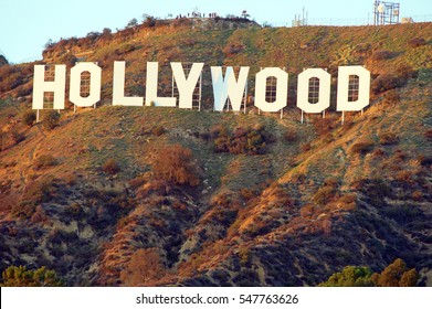 HOLLYWOOD/CALIFORNIA - DECEMBER 27, 2016: Hollywood Sign. World famous landmark and American cultural icon on Mount Lee in Hollywood Hills area of Santa Monica Mountains. Hollywood,
