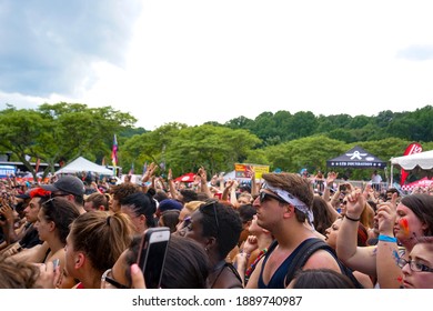 Holmdel, New Jersey, USA - July 15, 2017: A Large Audience In Vans Warped Tour. 