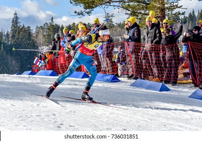 Holmenkollen, Norway - MARCH 18, 2017: Martin Fourcade Of France Competes In The Pursuit At The BMW IBU World Cup Biathlon 9