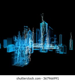 Hologram Futuristic Interface City