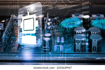 The hologram microchip inside the CPU characterizes the brain processing system hardware and command system software and new technologies. for analyzing and researching business ideas, innovations