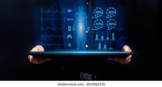 Hologram Screen, Scan The Body, Show The Nutrients In The Body