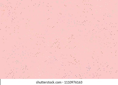 Holographic Silver Glitter On Pastel Pink Background. Flat Lay Style. Festive Greeting Concept.