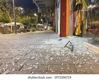 HOLON, ISRAEL. May 11, 2021. The Immediate Aftermath Of The Palestinian Rocket Hitting A Passenger Bus In Central Israel. Emergency Services, Israel Hamas Gaza War Concept Image.