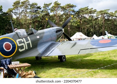 Holt, Norfolk, UK - September 18 2022.  Spitfire Fighter Plane Used In The Battle Of Britain In World War 2