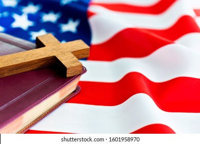 Holy Bible Cross On American Flag Stock Photo (Edit Now) 1128600923