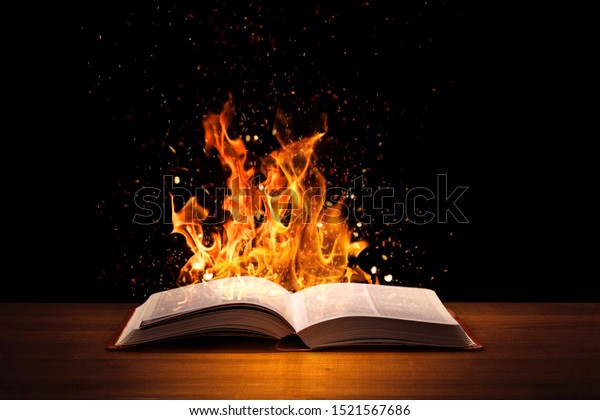 Holy Bible On Fire On Wooded Stock Photo (Edit Now) 1521567686