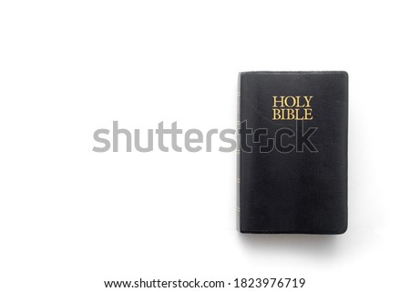 Holy Bible on white with copy space