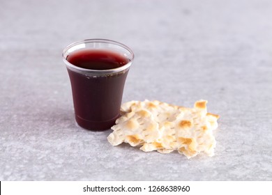 The Holy Communion of the Christian Faith of Wine and Unleavened Bread - Shutterstock ID 1268638960