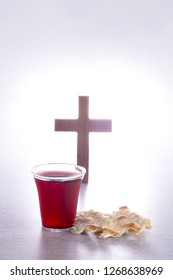 The Holy Communion of the Christian Faith of Wine and Unleavened Bread - Shutterstock ID 1268638969