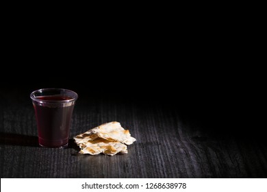 The Holy Communion of the Christian Faith of Wine and Unleavened Bread - Shutterstock ID 1268638978