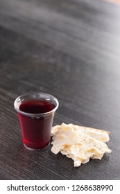 The Holy Communion of the Christian Faith of Wine and Unleavened Bread - Shutterstock ID 1268638990