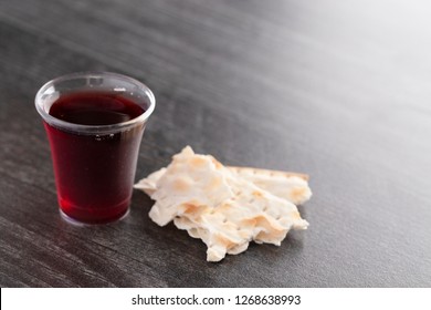 The Holy Communion of the Christian Faith of Wine and Unleavened Bread - Shutterstock ID 1268638993