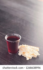 The Holy Communion of the Christian Faith of Wine and Unleavened Bread - Shutterstock ID 1268638996