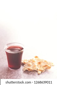 The Holy Communion of the Christian Faith of Wine and Unleavened Bread - Shutterstock ID 1268639011