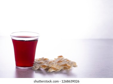 The Holy Communion of the Christian Faith of Wine and Unleavened Bread - Shutterstock ID 1268639026