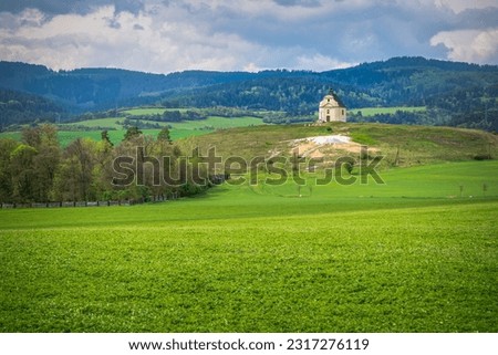 Holy cross baroque little chapel on the hill Siva Brada, Slovakia
