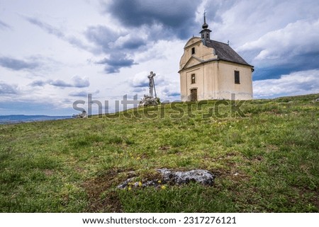 Holy cross baroque little chapel on the hill Siva Brada, Slovakia