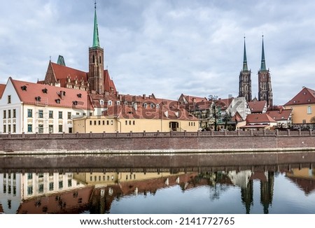 Holy Cross and St Bartholomew Church and Cathedral of St John in historic part of Wroclaw city, Poland