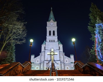 Holy Family Church In Zakopane On Cold December In Christmas Night