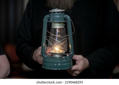 Holy Fire From Jerusalem In An Icon Lamp, Easter