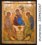 The Holy Trinity. Andrey Rublev. 1420s. Russian Icon.	
