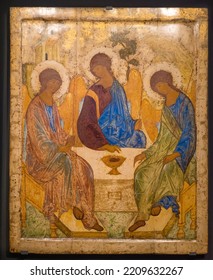 The Holy Trinity. Andrey Rublev. 1420s. Russian Icon.	
