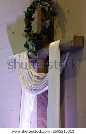 Holy week. Celebration of the Easter Vigil. Holy week. Jesus on the cross.. Annecy. France.