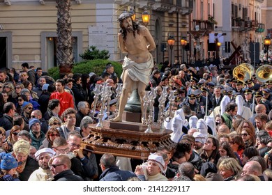 Holy Week Rites - The Christ at the Column - Procession of Mysteries in Taranto, Puglia, Italy. March 2018