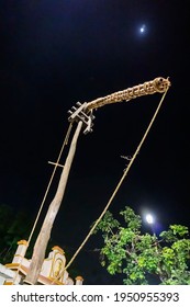 Holy Wood Being Erected At Night Of Full Moon During Gajan And Charak Puja - A Hindu Festival. Lord Shiva, Neel And Dharmathakur Are Worshipped By Worshipping This Wood.