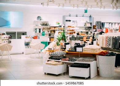 Home Accessories And Household Products In Store Of Shopping Center.