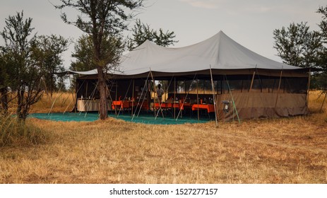 Home Away From Home: Mobile Dining Hall Of A Luxury Tented Accommodation In The Serengeti National Park, Tanzania, Africa