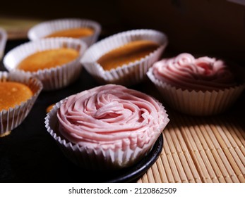 Home Baked Cupcake Decorated With Pink Frosting Close Up Shot Selective Focus 