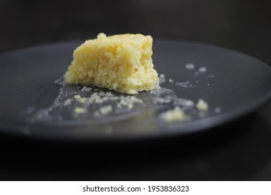 Home Baked Lemon Blonde Brownie Slices With Lemon Glaze On Top. Shot On White Background