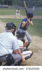 Home Base With Batter Striking Out, Little League Baseball, Hebron, CT