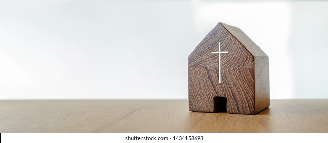 Home church, wooden home church, community of Christ, Mission of gospel, with blank copy space