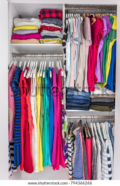 Home Closet Organized Walkin Bedroom Wardrobe Stock Photo Edit