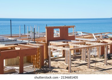 Home Construction Overlooking The Pacific Ocean In Malibu