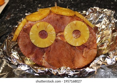 Home Cooking Glazed Ham With Pineapple Looking Funny