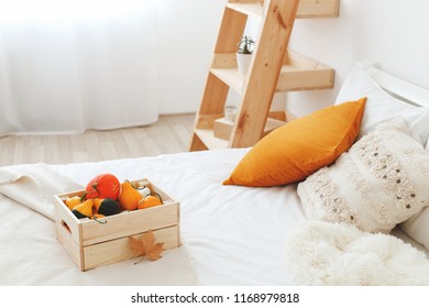 White Bedroom Orange Wall Images Stock Photos Vectors