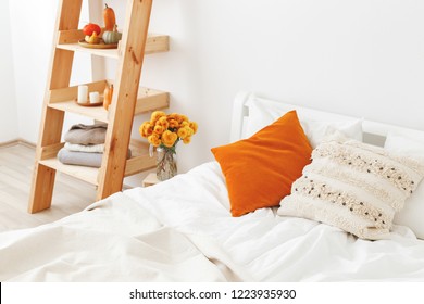 White Bedroom Orange Wall Images Stock Photos Vectors