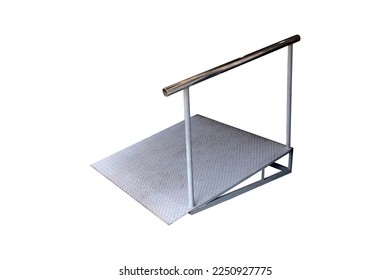 home design metal ramp for elder and wheelchair access isolated on white
